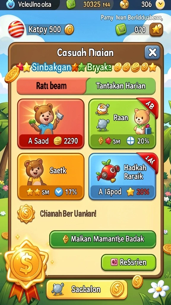 Tangkapan layar menunjukkan pencapaian pemain dan leaderboard.