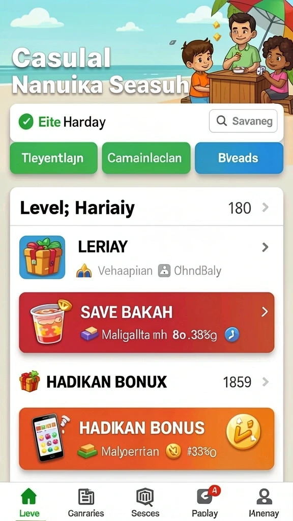 Screenshot menampilkan karakter pemain sedang memancing di tepi danau.