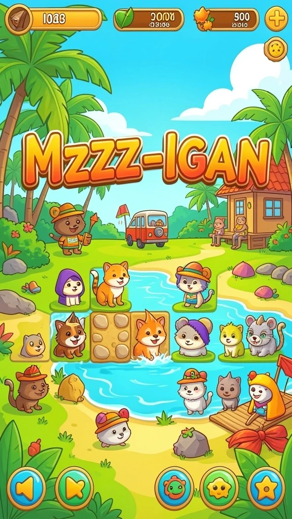 Screenshot aplikasi MNDUIT menunjukkan level pertama yang menantang.
